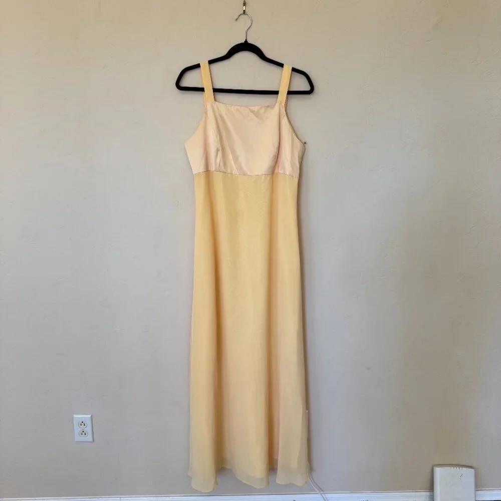 Papell Boutique Yellow Maxi Dress Formal Chiffon Prom Bridesmaid Dress 12 - Picture 2 of 9